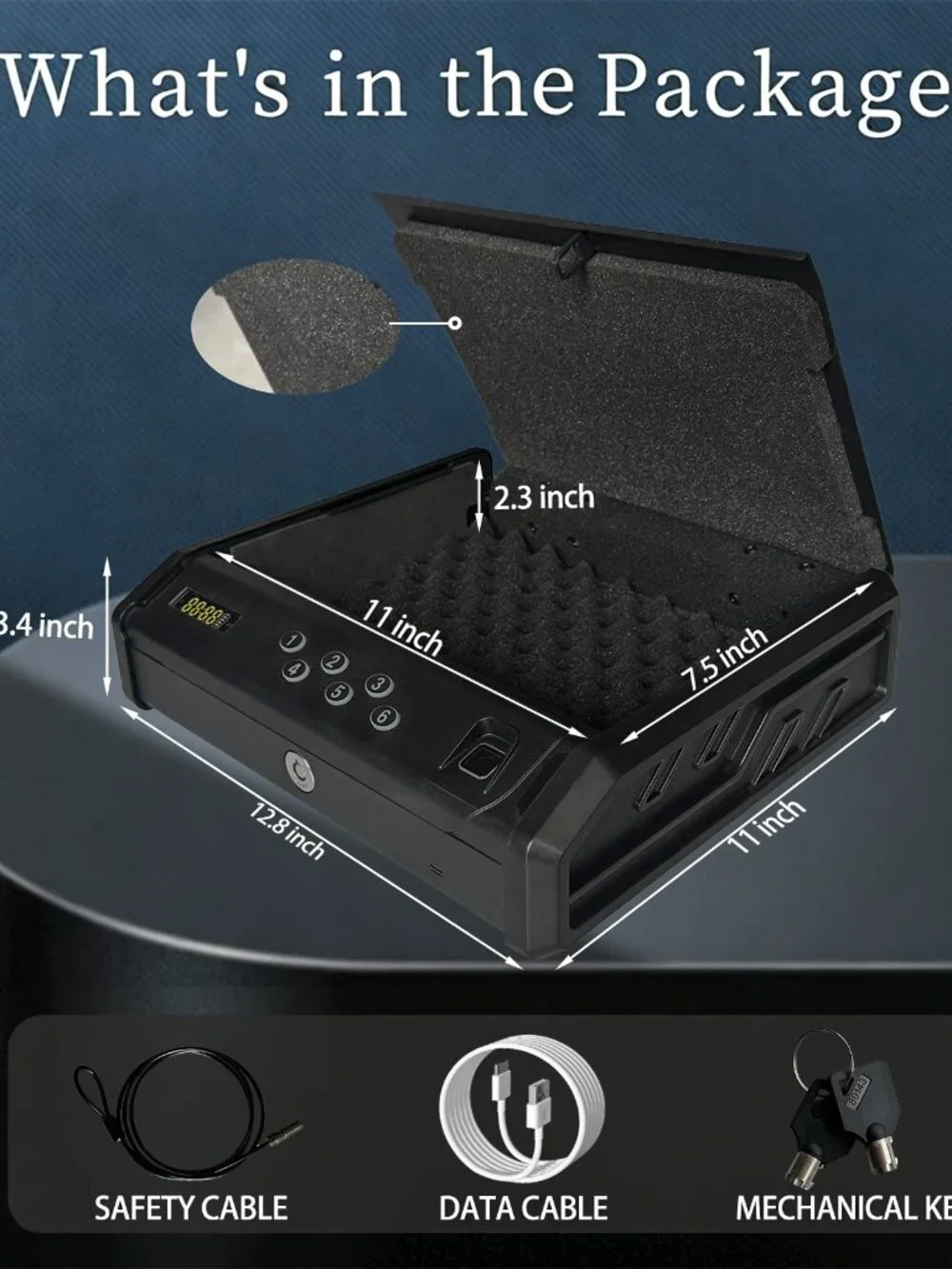 Gun Safe with 3 Unlock Ways - Fingerprint/Digital PIN/Key, Quick Access, LCD